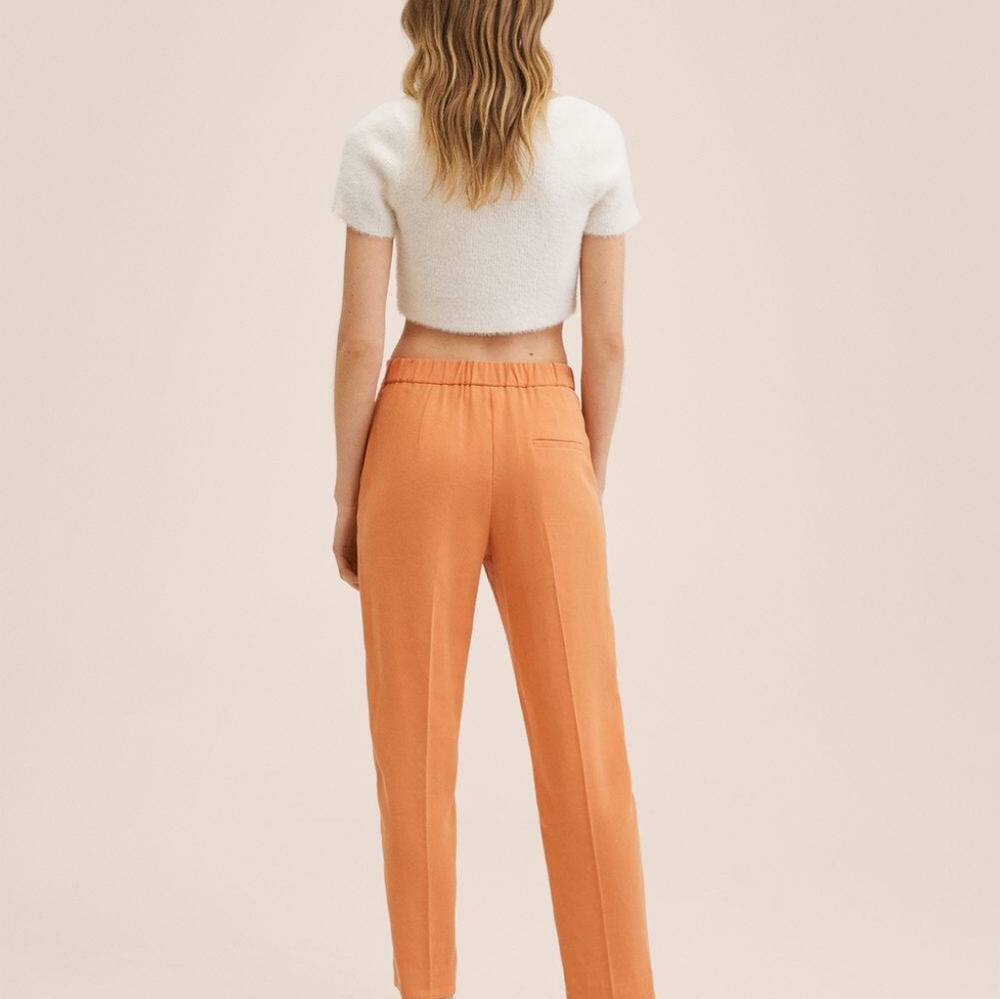 Mango Tempo Tailored Trousers, Pastel Orange